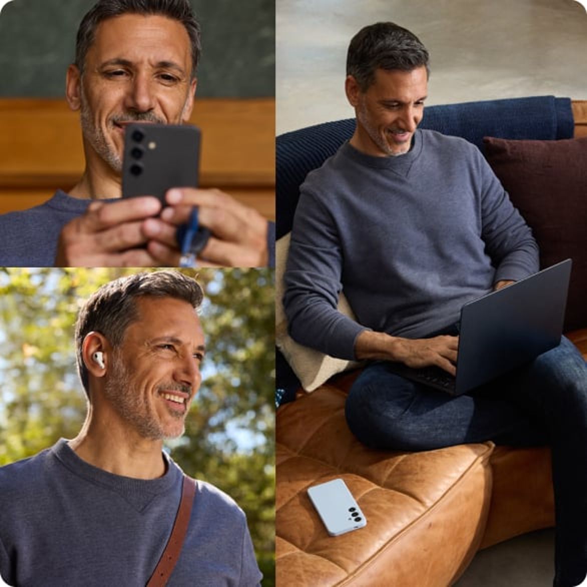 Man using multiple devices to consume his content