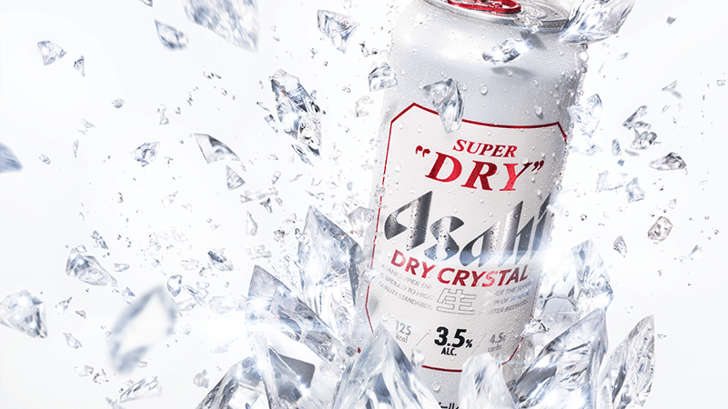 Asahi "Dry Crystal" beer breaking through ice for a campaign