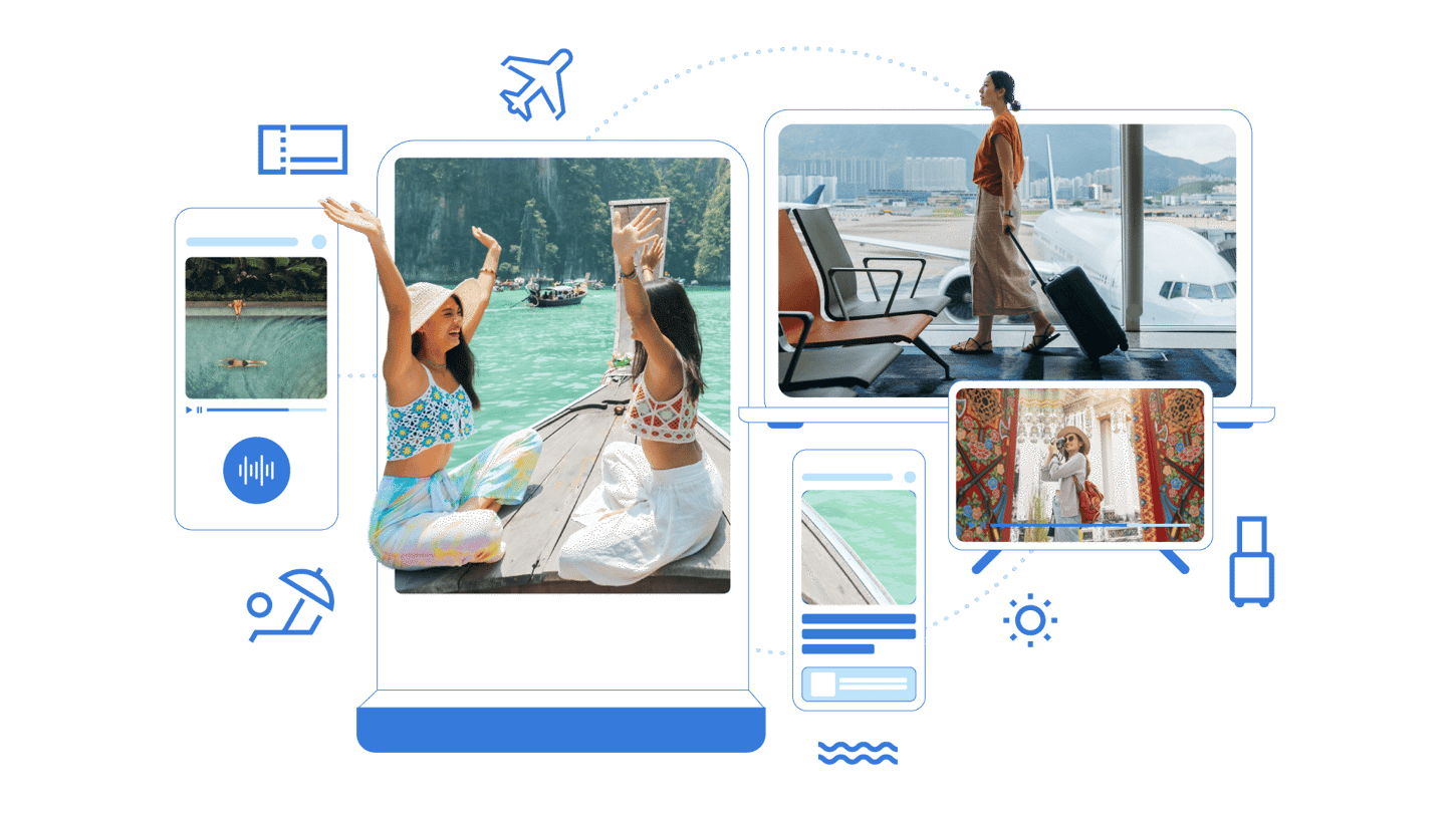 Joyful Southeast Asia travel collage with vacation, culture, and adventure themes.