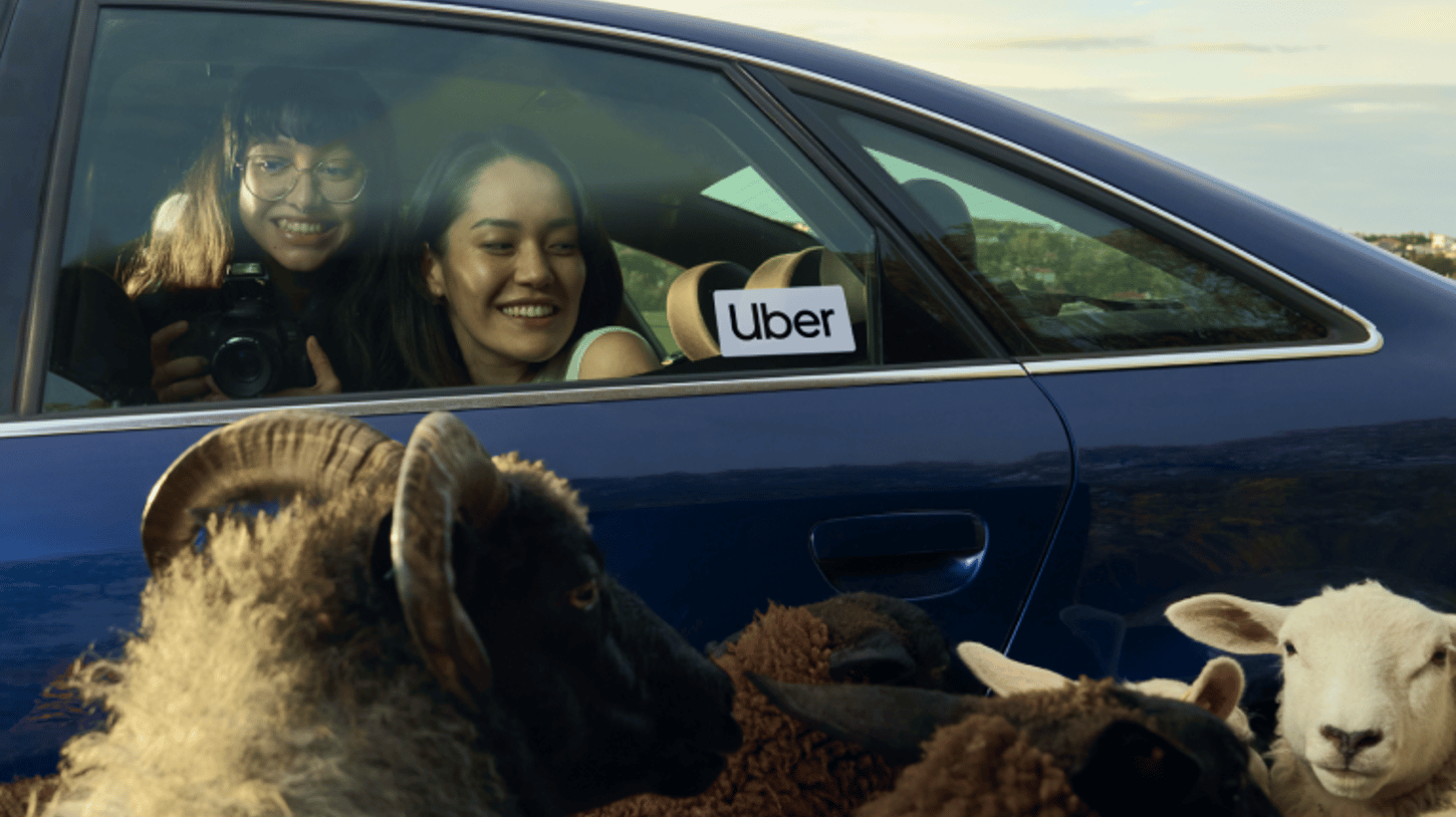 Group of people inside of an Uber