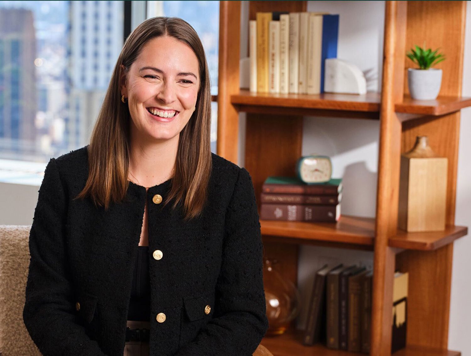 Woman being interviewed