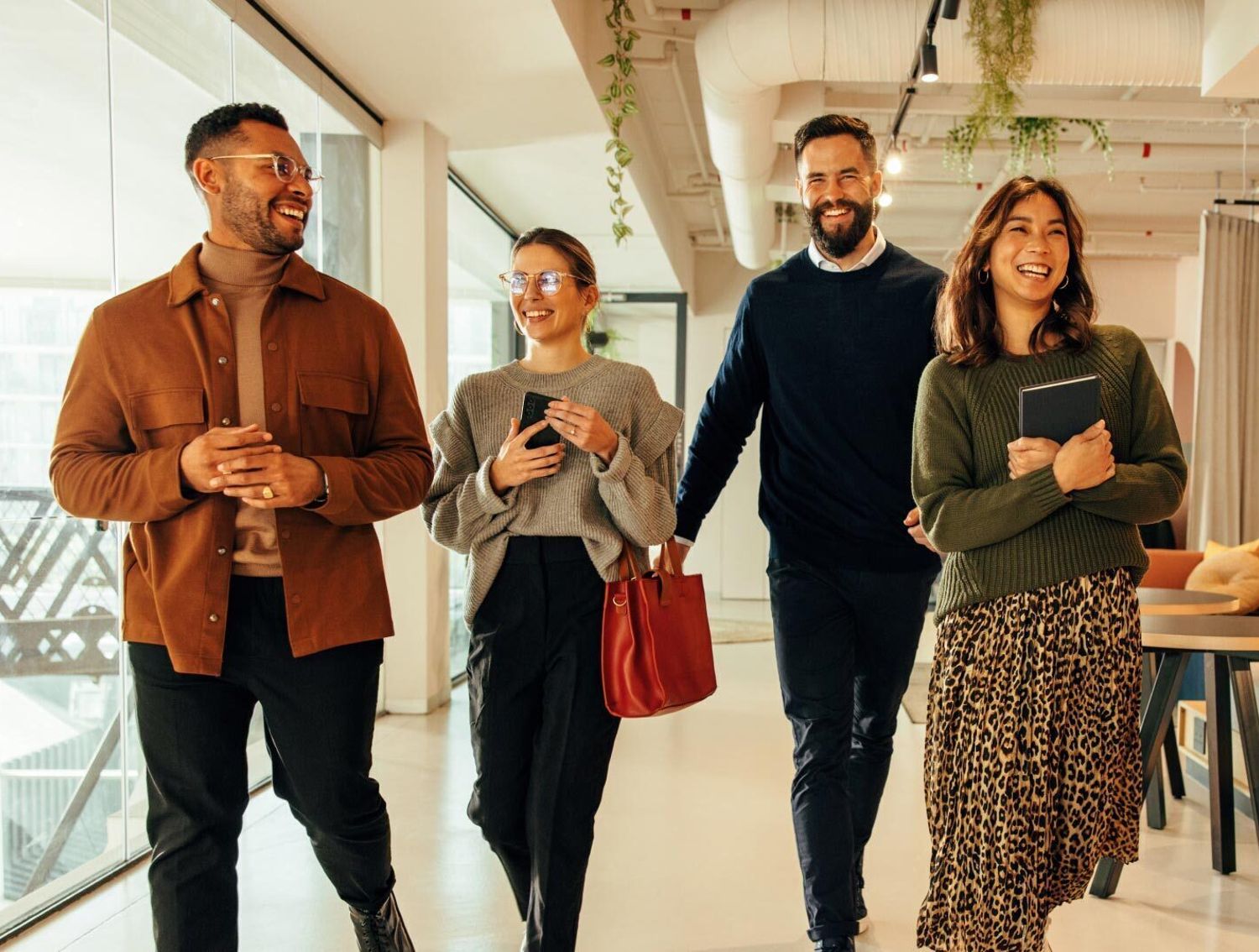 Group of coworkers walking together