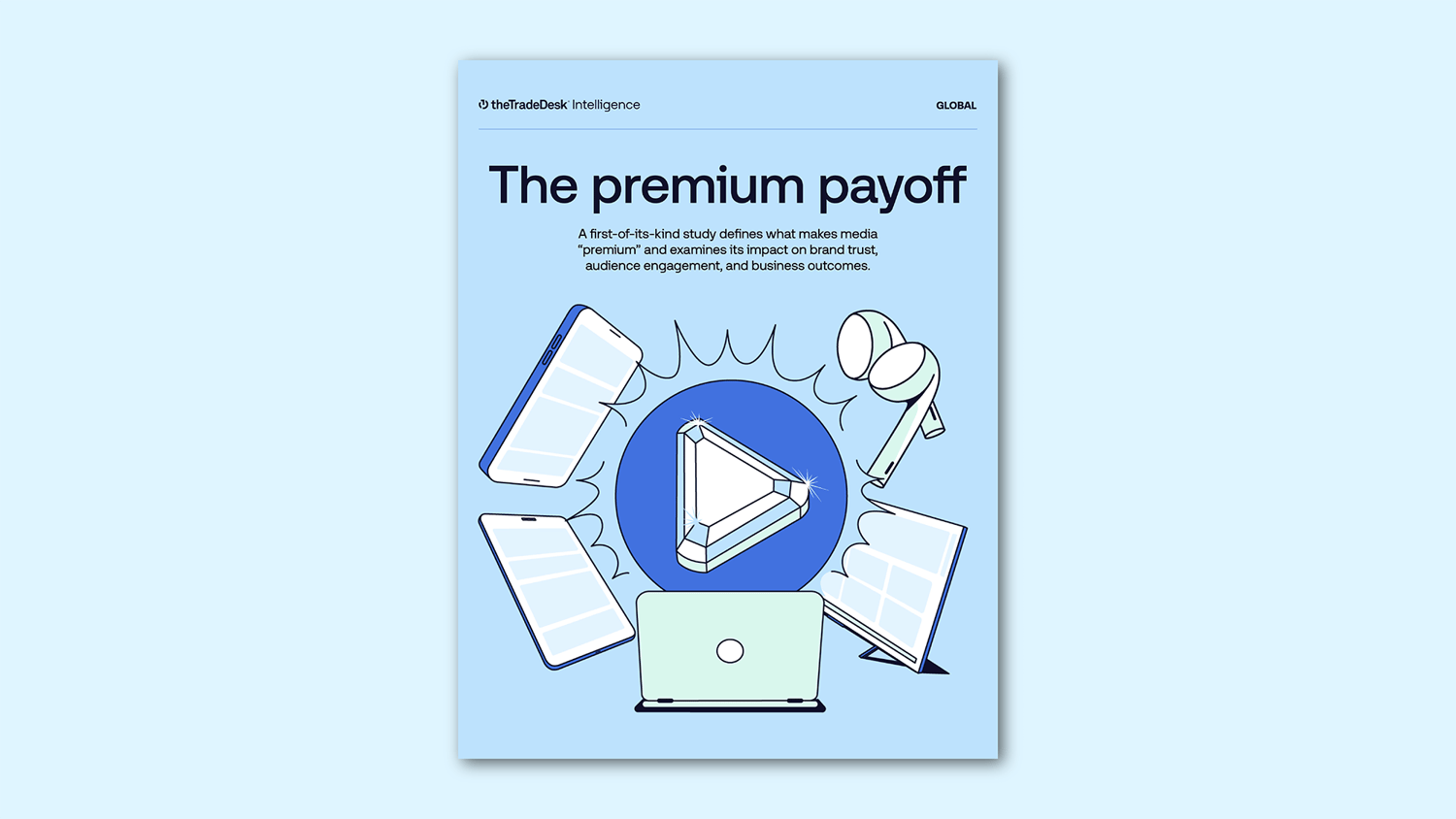 Blue graphic for the Value of Premium Report by The Trade Desk Intelligence