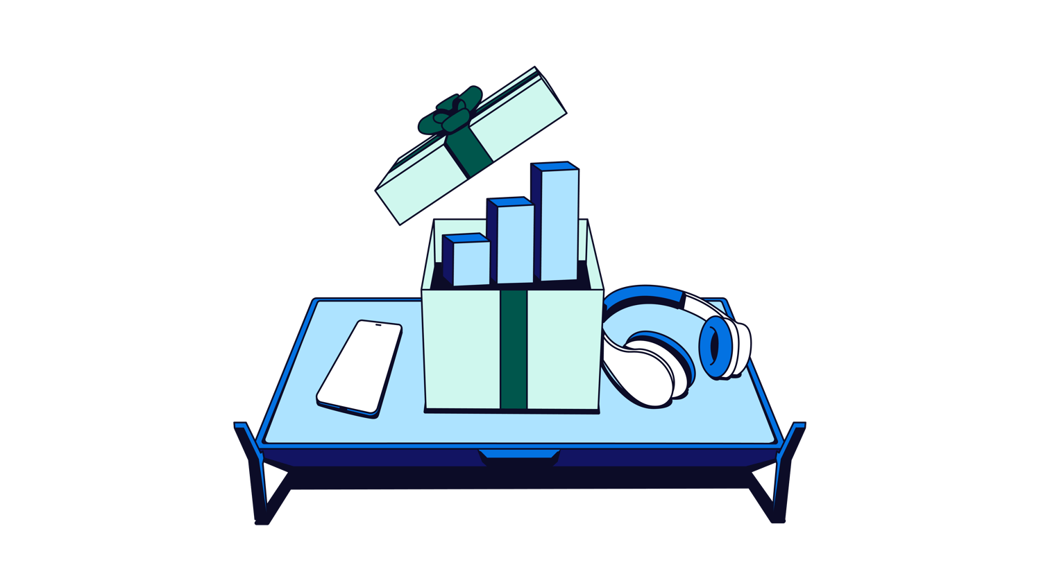 Blue graphic representing omnichannel data for holiday shopping, with The Trade Desk logo in the top left corner