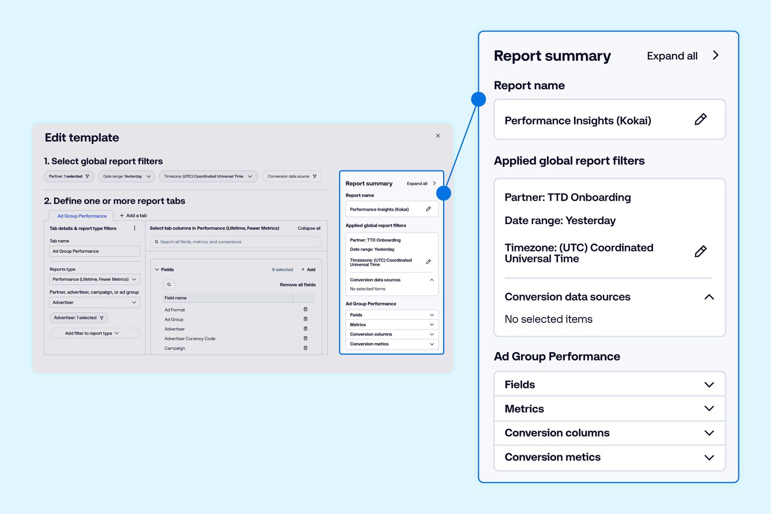 A report summary, including options for editing and managing report details.