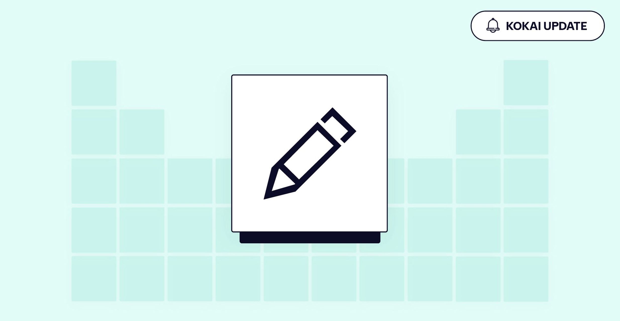 An illustration if a pencil icon to indicate new editing capabilities within Kokai.