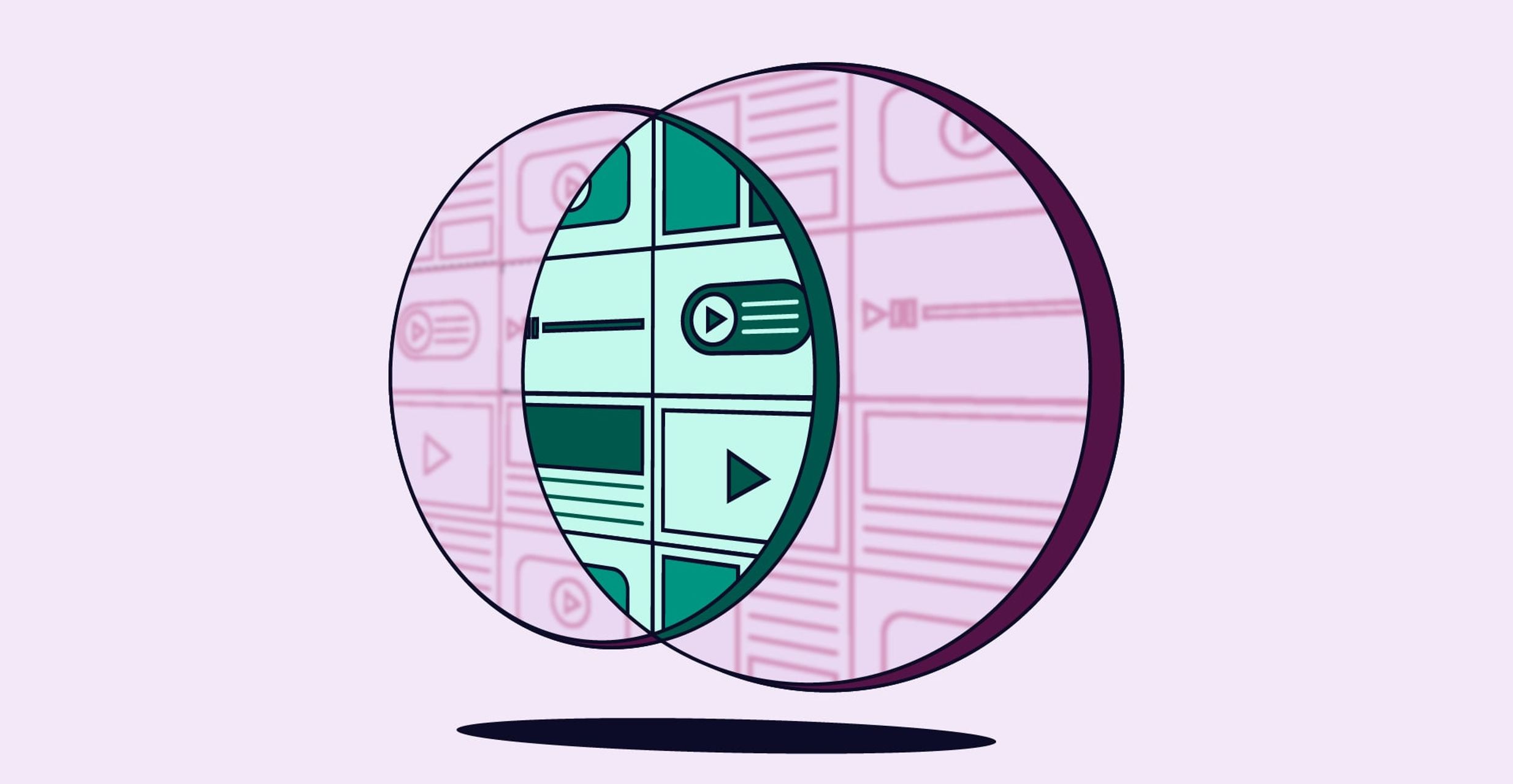 An illustration showing two circles filled with different ad opportunities coming together.