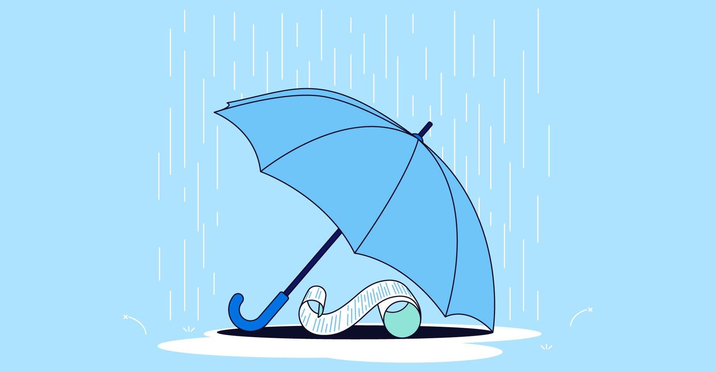 Raining on umbrella with receipt no logo