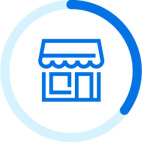 small drawing of the outline of a business front