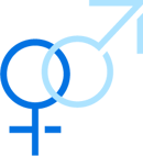 Male and female gender symbols intertwined