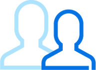 blue drawing of the outline of a person's head and shoulders