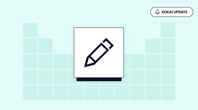 An illustration if a pencil icon to indicate new editing capabilities within Kokai.