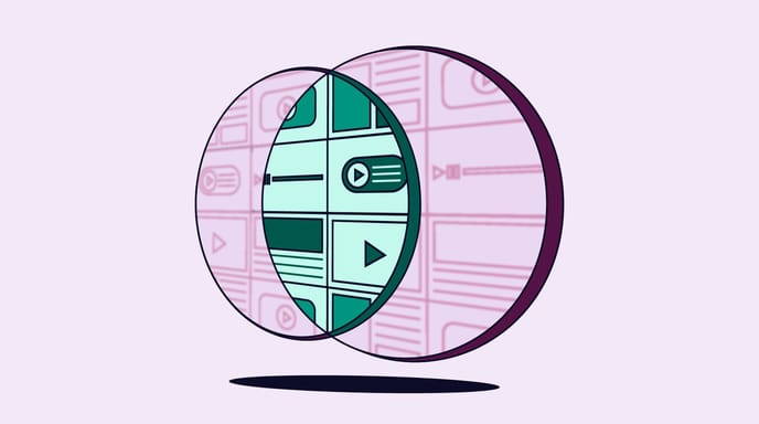 An illustration showing two circles filled with different ad opportunities coming together.