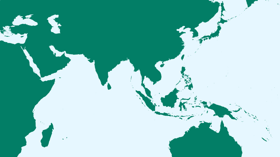 Blue and green map of APAC