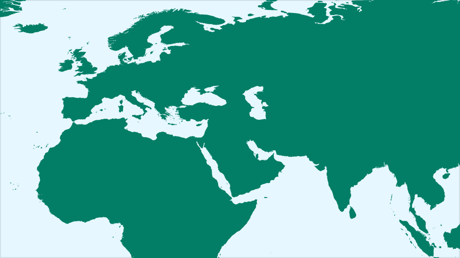 Blue and green map of EMEA