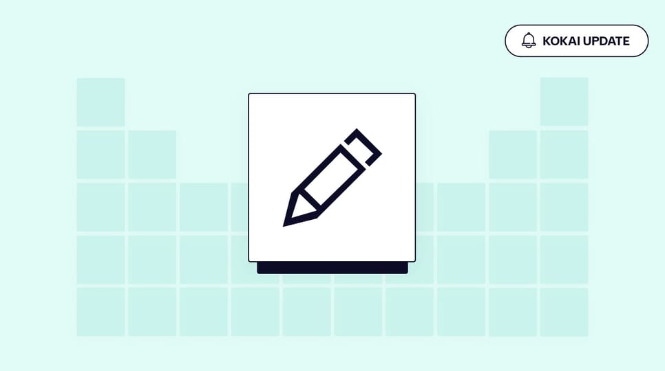 An illustration if a pencil icon to indicate new editing capabilities within Kokai.