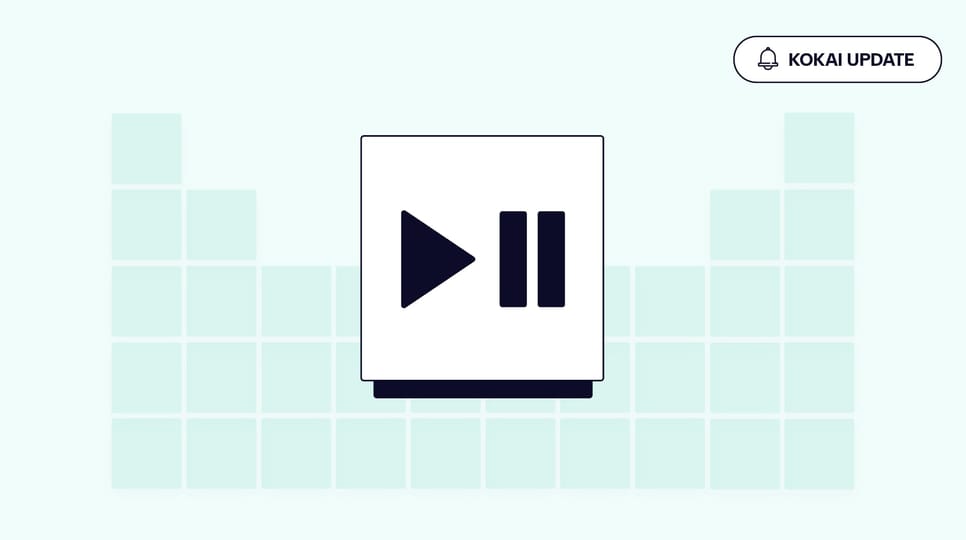 An illustration of the Kokai Programmatic Table, with a graphic of a play and pause button highlighted in the center.