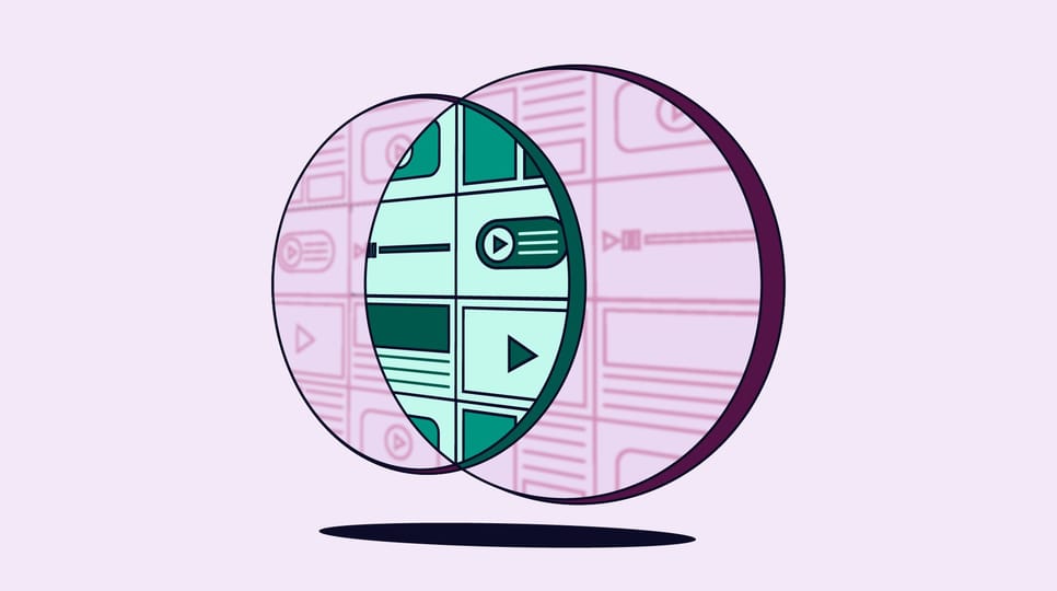 An illustration showing two circles filled with different ad opportunities coming together.