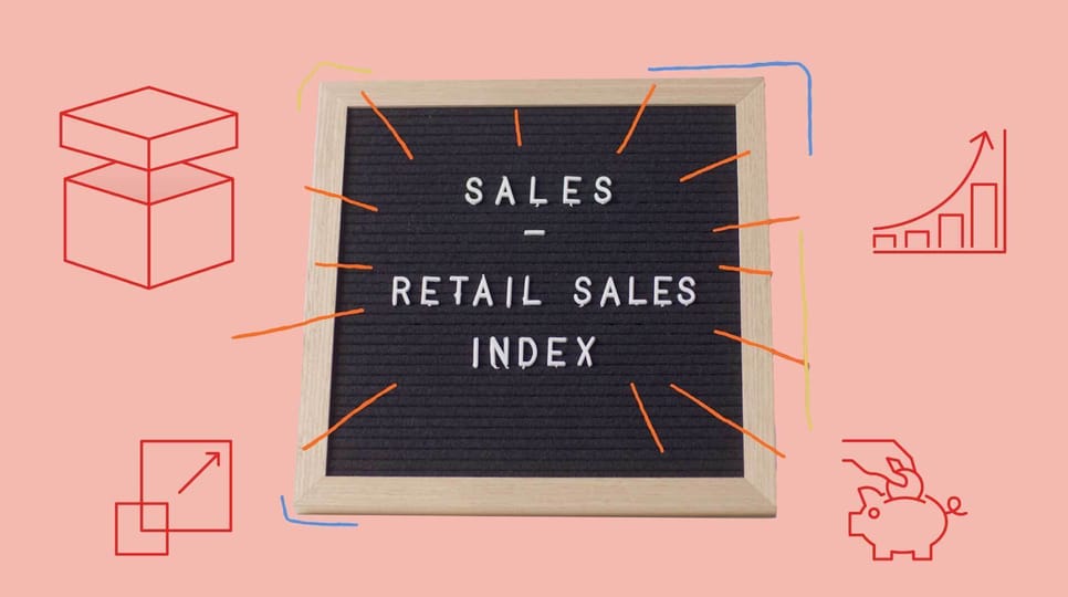 「Sales – Retail Sales Inde」と書かれたレターボード