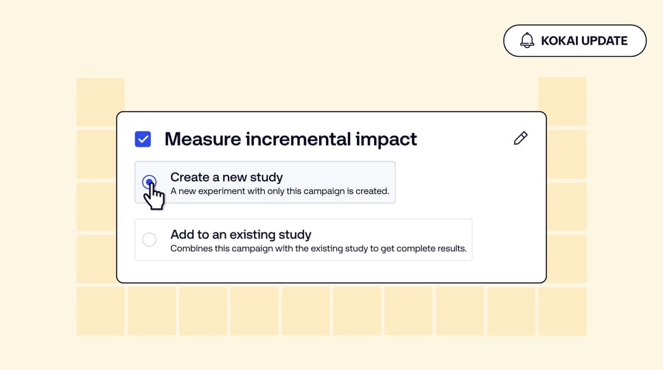 A user interface element from theTradeDesk platform, displaying options to measure incremental impact with choices to create a new study or add to an existing study.