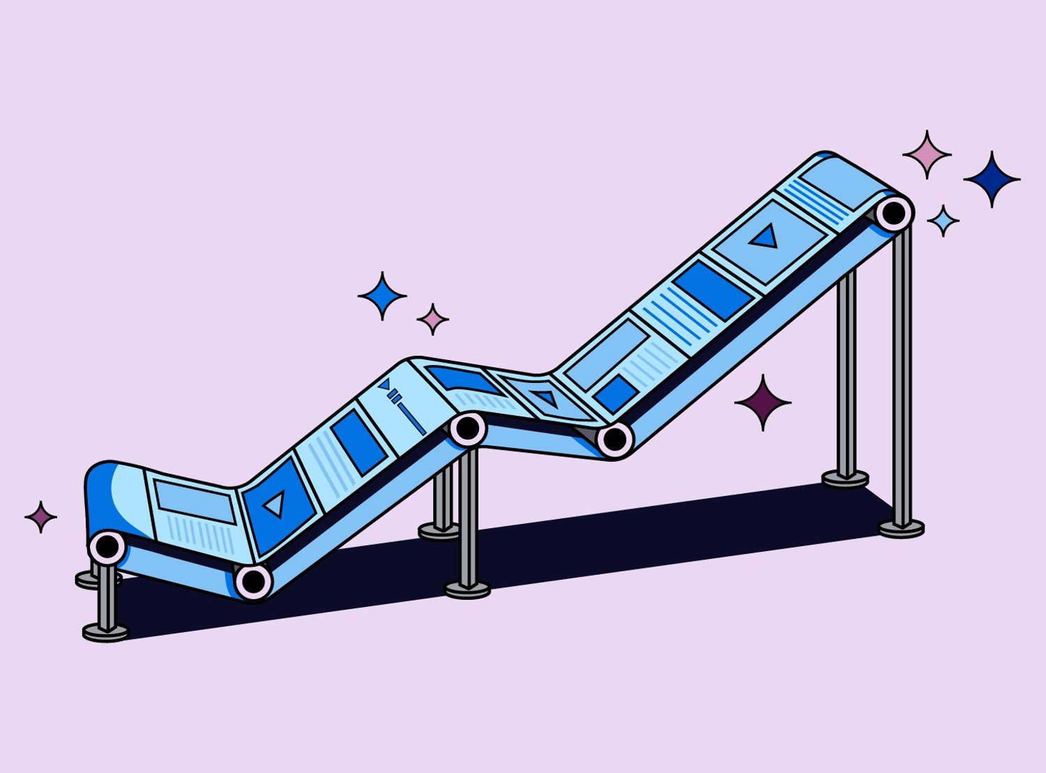Graphic of a blue object representing AI transparency on a purple background for The Trade Desk