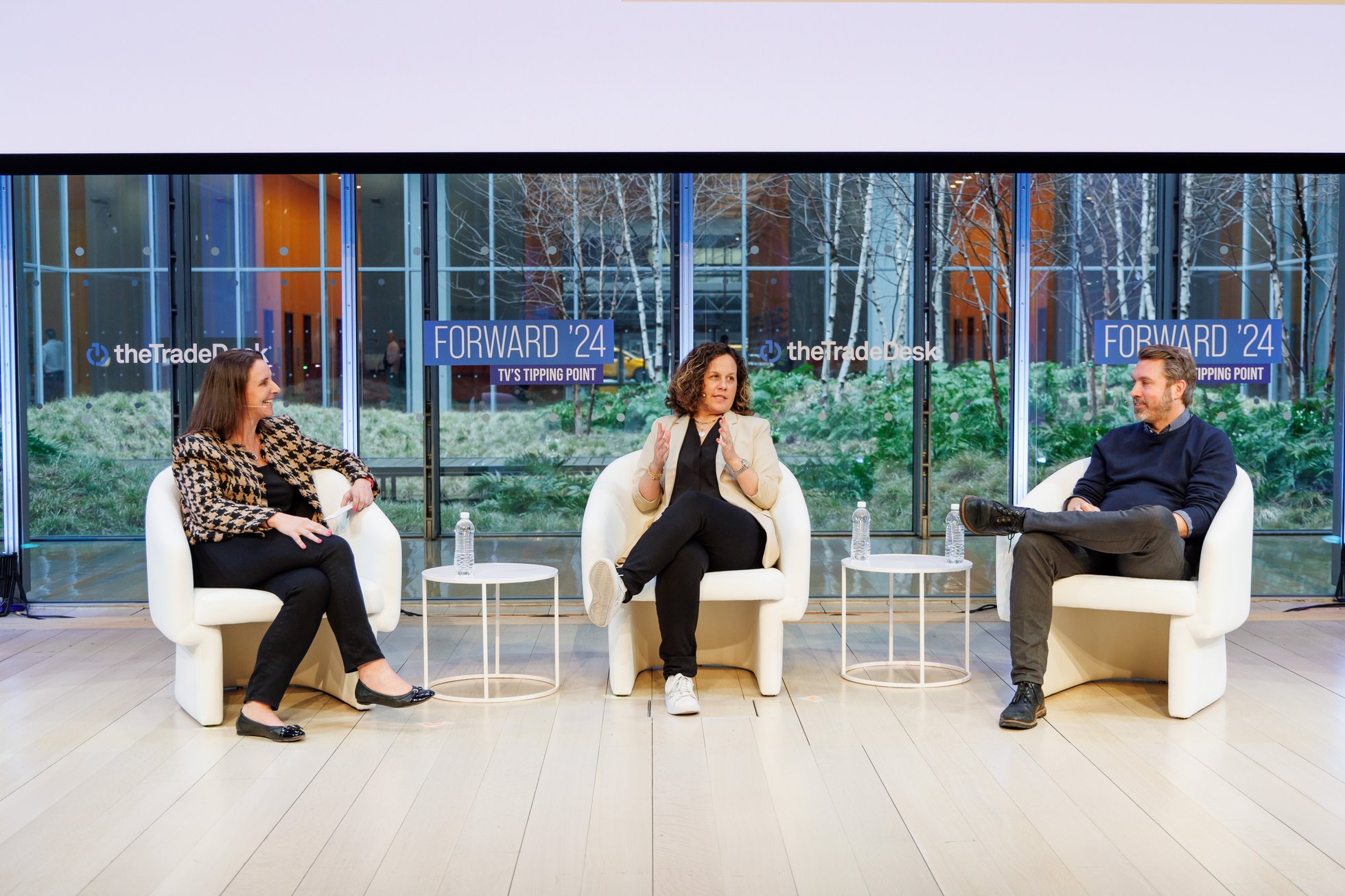 Left to right: Samantha Jacobson, chief strategy officer and EVP at The Trade Desk, Katie Haniffy, head of media strategy and investment for PepsiCo beverages North America, and Eddie Parker, EVP of business intelligence at Starcom