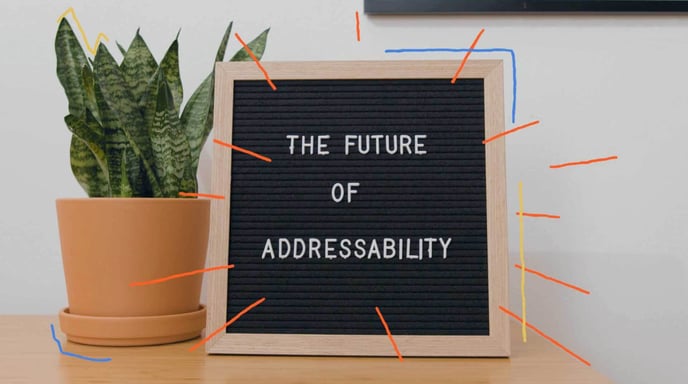 "The Future Of Addressability" on a board