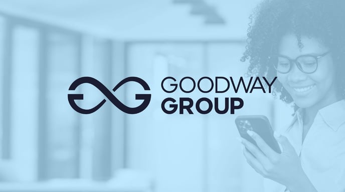 Goodway Group logo against a sky blue background