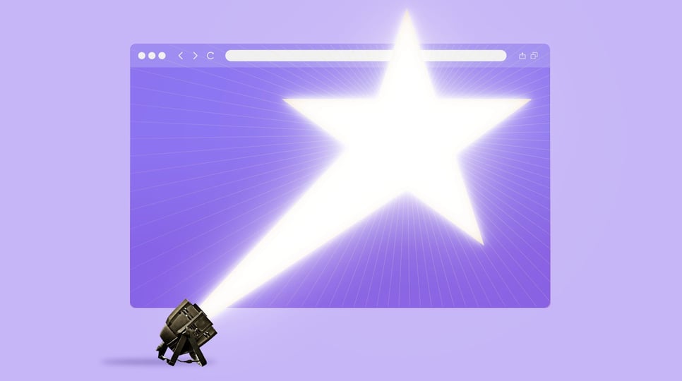 Illustration of a spotlight casting a star on an internet tab
